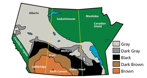Soil Zones of Canadian Prairie provinces 